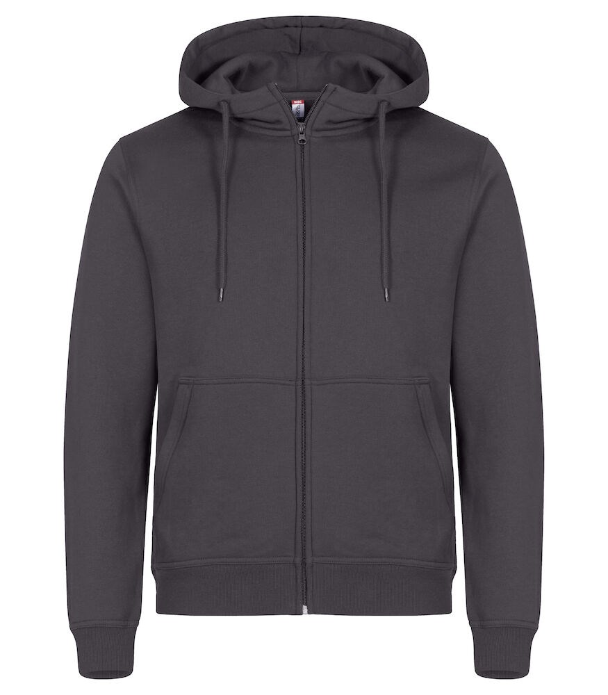 Clique - Miami Hoody Full Zip Zwart S - Metaalgrijs